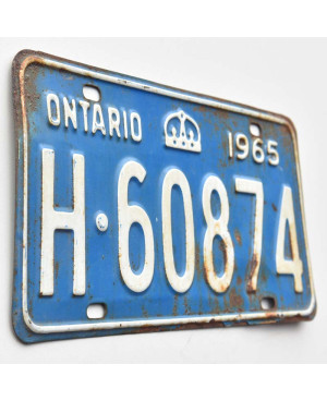 Kanadyjska tablica rejestracyjna Ontario 1965 Blue H-60874
