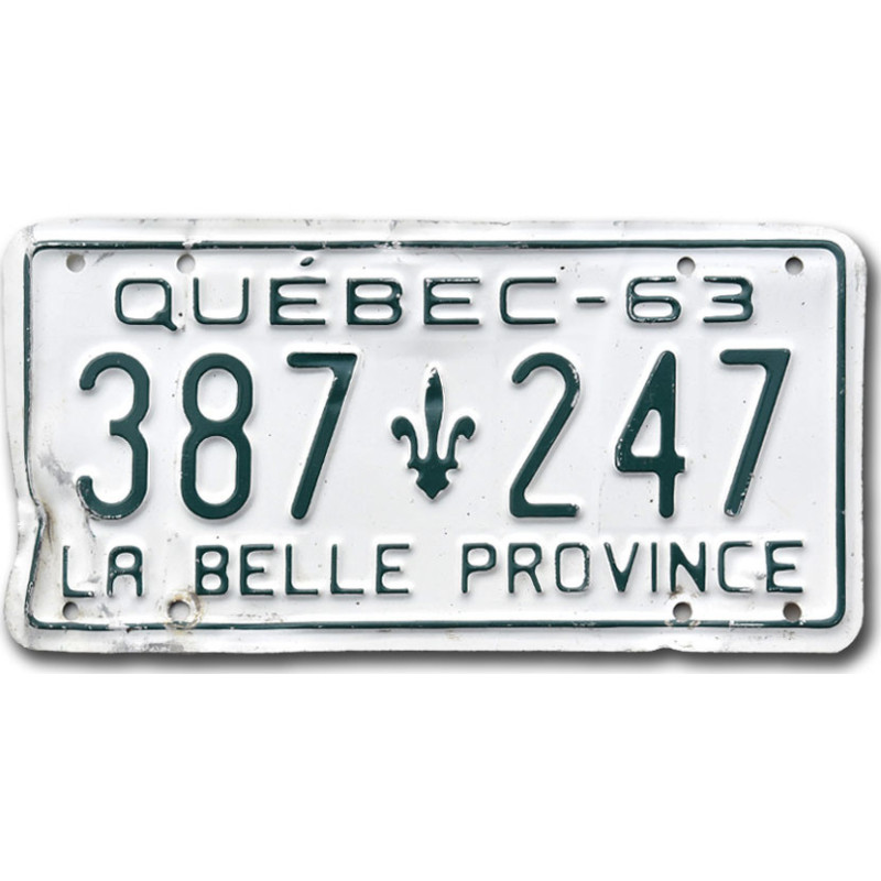 Kanadyjska tablica rejestracyjna Quebec 1963 La Belle 387-247