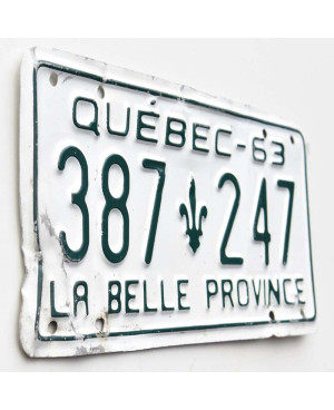Kanadyjska tablica rejestracyjna Quebec 1963 La Belle 387-247