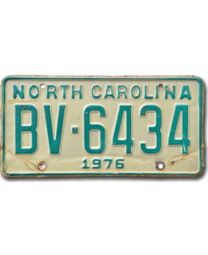 Tablica rejestracyjna USA North Carolina 1976 Green BV-6434