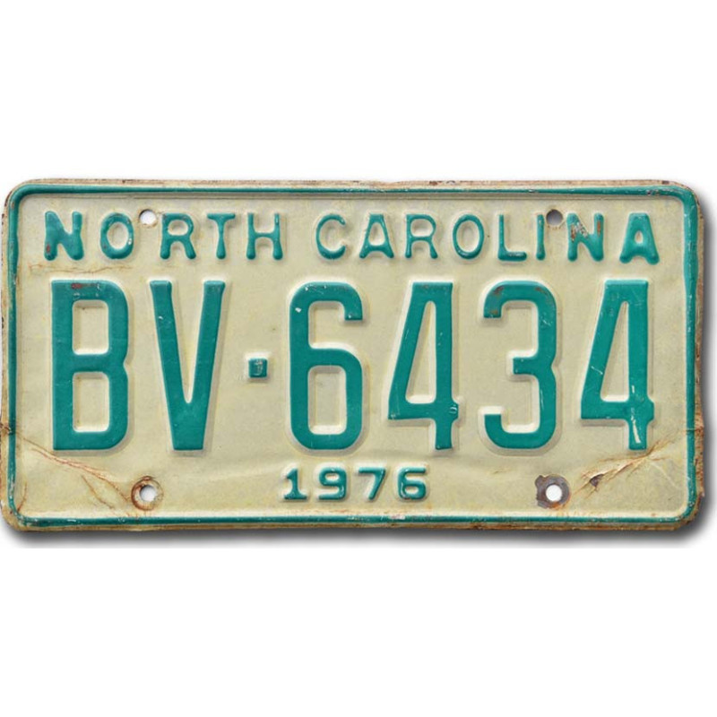 Tablica rejestracyjna USA North Carolina 1976 Green BV-6434