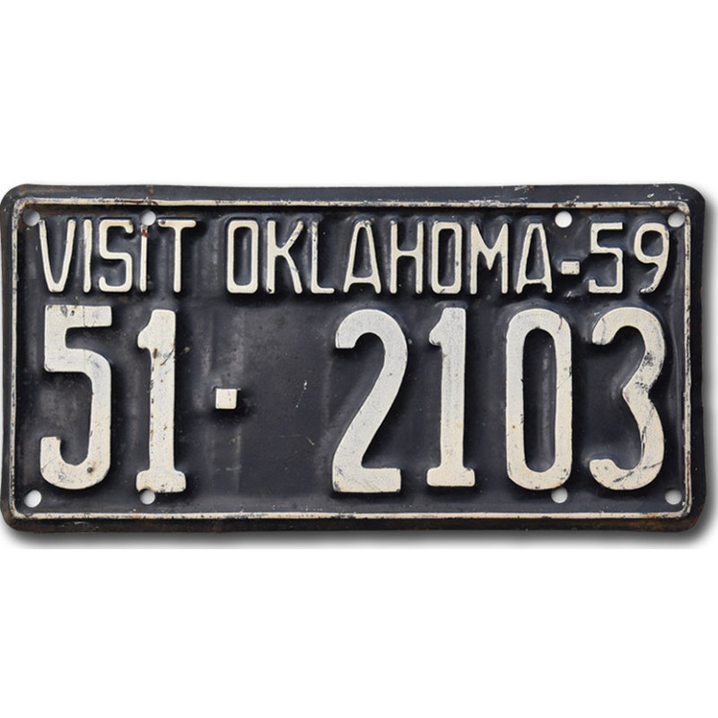 Tablica rejestracyjna USA Oklahoma Visit 1959 Black 51-2103