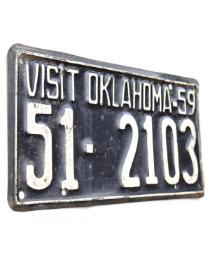 Tablica rejestracyjna USA Oklahoma Visit 1959 Black 51-2103