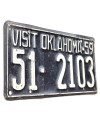 Tablica rejestracyjna USA Oklahoma Visit 1959 Black 51-2103