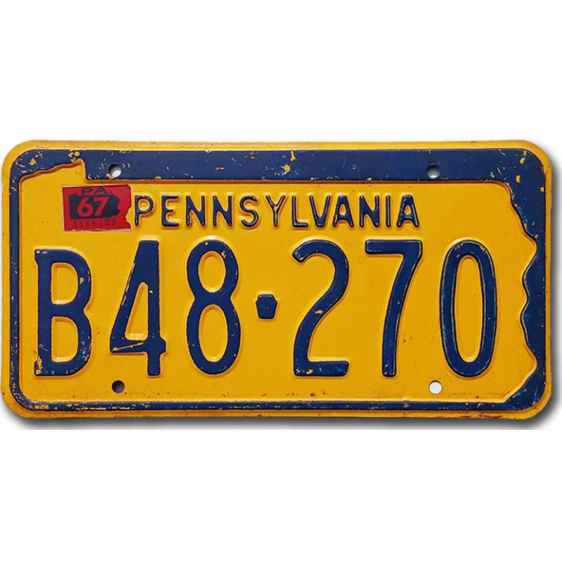 Tablica rejestracyjna USA Pennsylvania 1967 Yellow B48-270