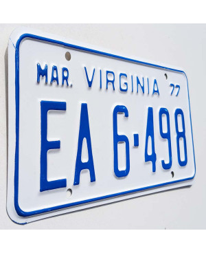 Tablica rejestracyjna USA Virginia 1977 White EA6-498
