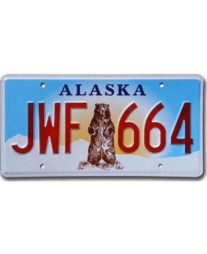 Tablica rejestracyjna USA Alaska Grizzly Bear JWF 664
