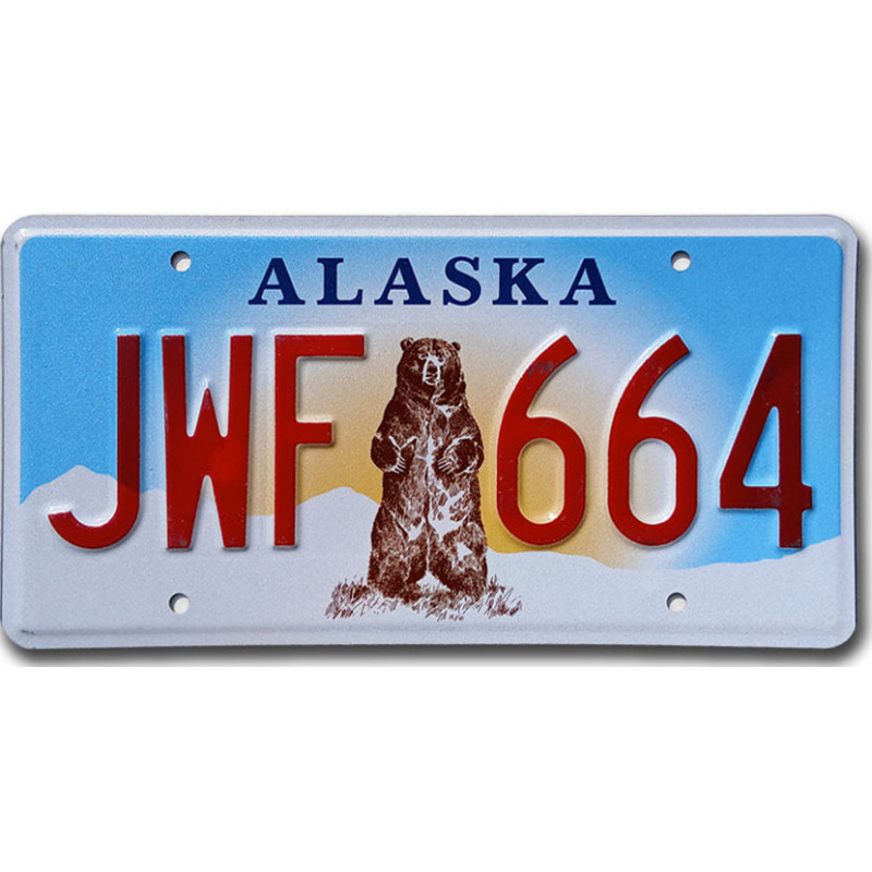 Tablica rejestracyjna USA Alaska Grizzly Bear JWF 664