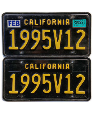 Tablica rejestracyjna USA California Black 1995V12 para