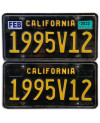 Tablica rejestracyjna USA California Black 1995V12 para