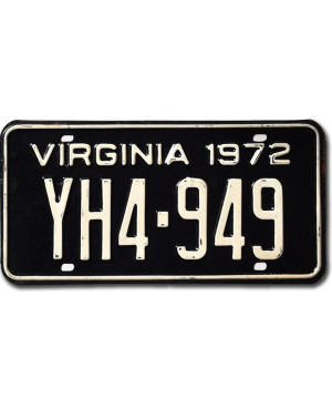 Tablica rejestracyjna USA Virginia 1972 Black YH4-949