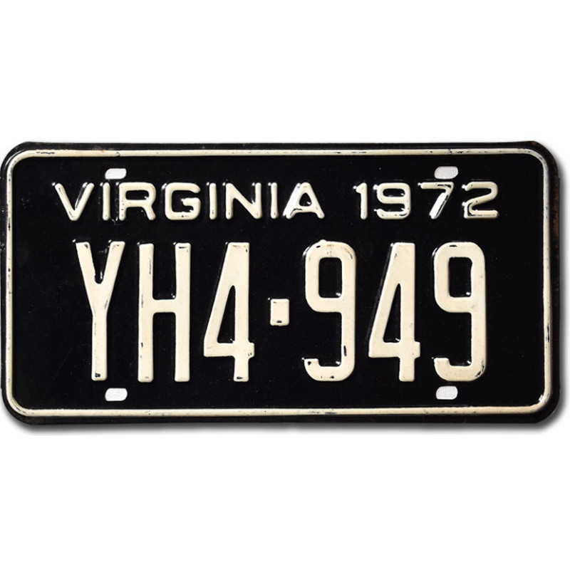 Tablica rejestracyjna USA Virginia 1972 Black YH4-949