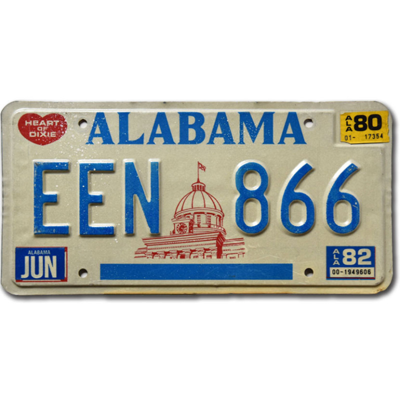 Tablica rejestracyjna USA Alabama 1980 Capitol EEN 866