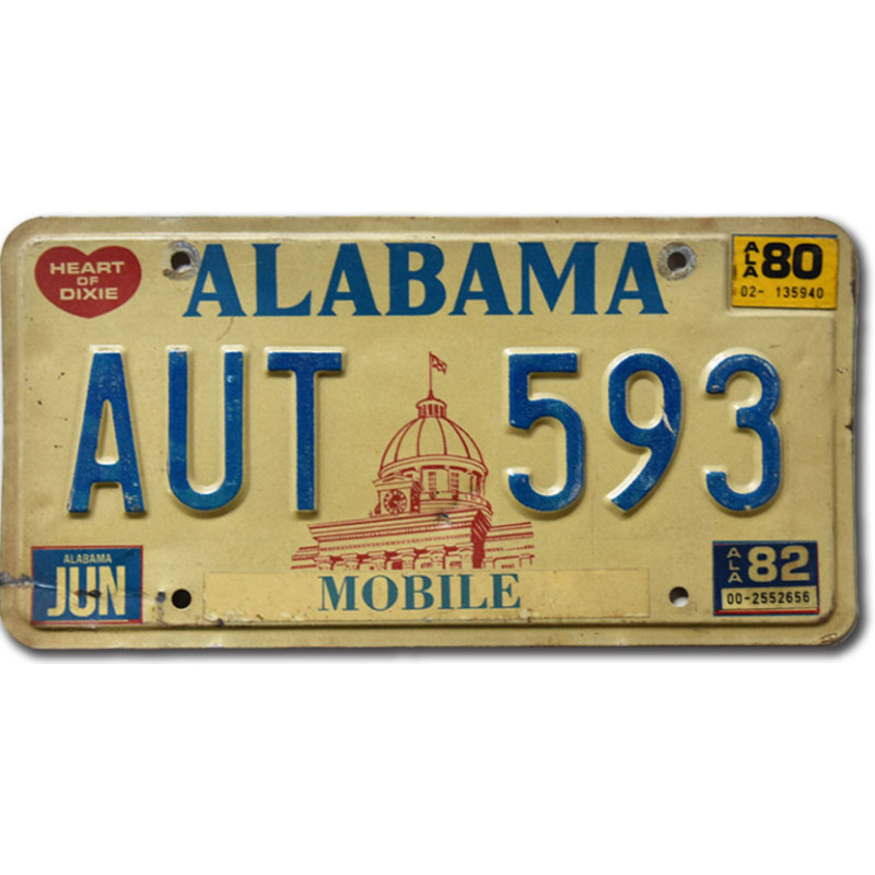 Tablica rejestracyjna USA Alabama 1980 Capitol AUT 593
