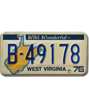 Tablica rejestracyjna USA West Virginia 1976 Wild Wonderful B-49178