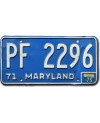 Tablica rejestracyjna USA Maryland 1971 Blue PF 2296