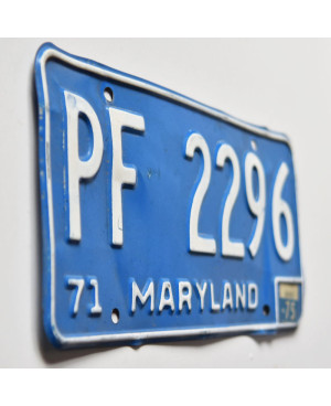 Tablica rejestracyjna USA Maryland 1971 Blue PF 2296