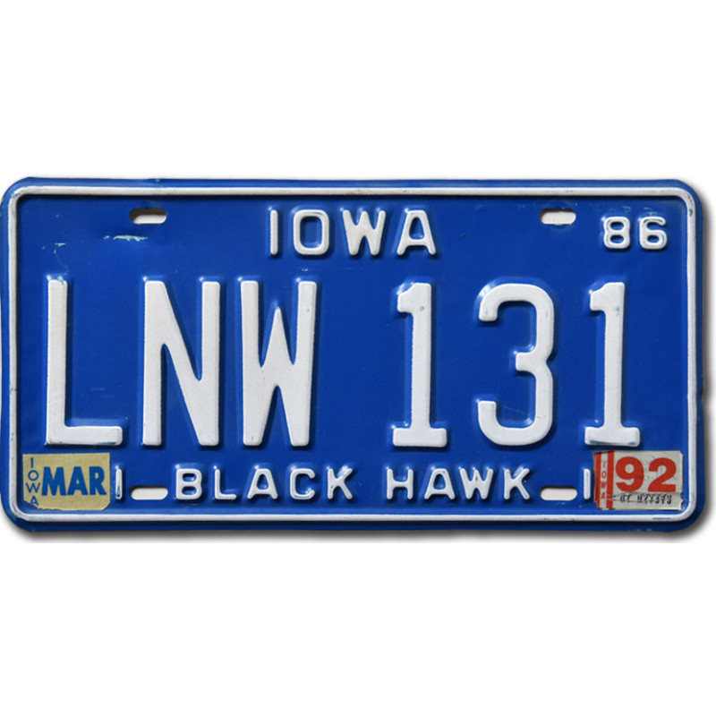 Tablica rejestracyjna USA Iowa 1986 Blue LNW 131