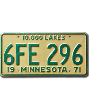 Tablica rejestracyjna USA Minnesota 1971 Lakes 6FE-296