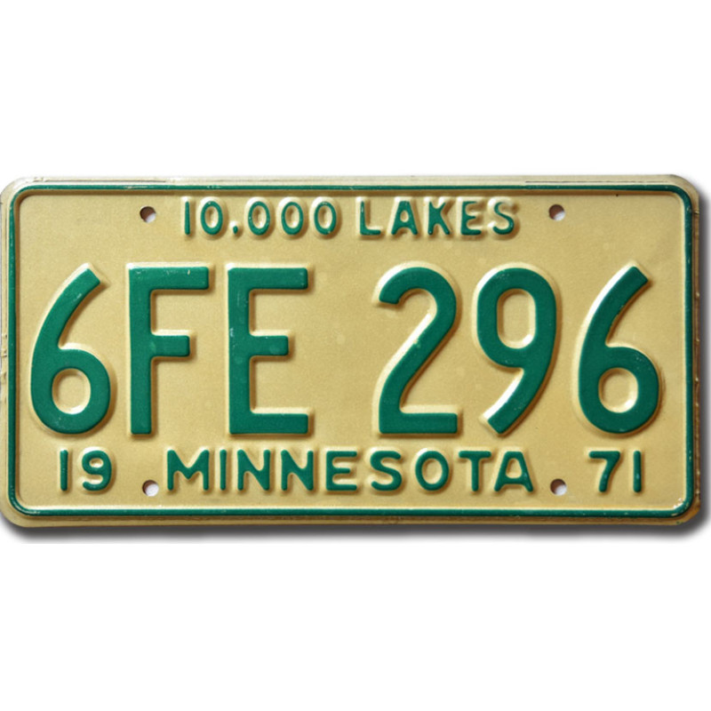 Tablica rejestracyjna USA Minnesota 1971 Lakes 6FE-296