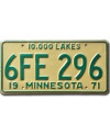Tablica rejestracyjna USA Minnesota 1971 Lakes 6FE-296