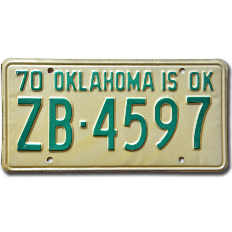 Tablica rejestracyjna USA Oklahoma is OK 1970 ZB-4597