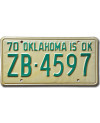 Tablica rejestracyjna USA Oklahoma is OK 1970 ZB-4597