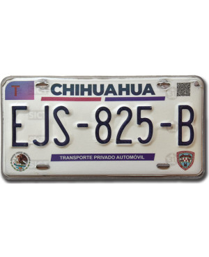 Meksykańska tablica rejestracyjna Chihuahua EJS-825-B