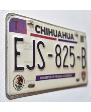 Meksykańska tablica rejestracyjna Chihuahua EJS-825-B