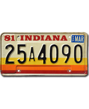 Tablica rejestracyjna USA Indiana 1981 Orange Stripes