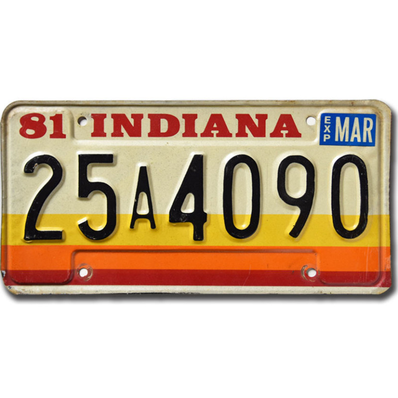 Tablica rejestracyjna USA Indiana 1981 Orange Stripes