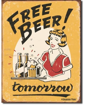 Plechová cedule Moore - Free Beer 40 cm x 32 cm