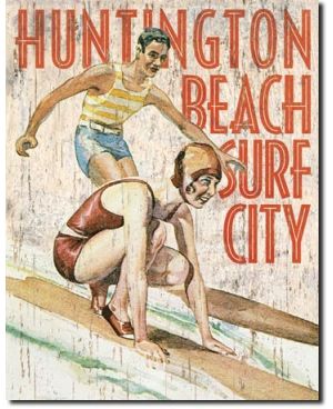 Plechová cedule Huntington Beach Surf Club 40 cm x 32 cm