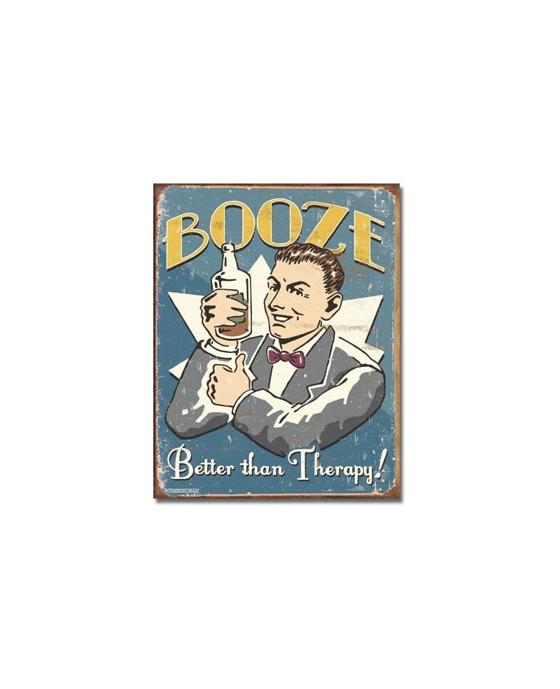 Tablica metalowa Schonberg - Booze Therapy 40 cm x 32 cm