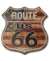 Plechová cedule Route 66 shield US Flag