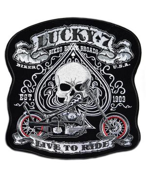 Moto nášivka Lucky 7 Live to Ride XXL na záda