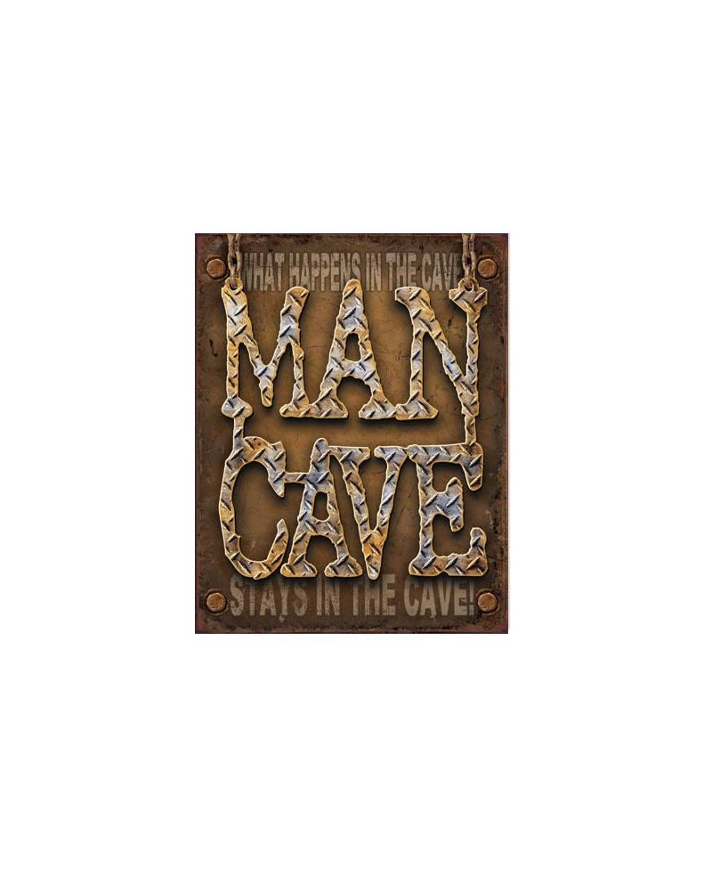 Plechová cedule Man Cave - Diamond Plate 40 cm x 32 cm