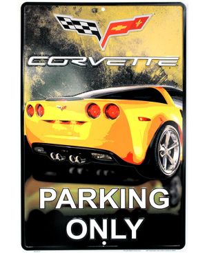 Tablica metalowa Corvette Yellow Parking 30cm x 45cm