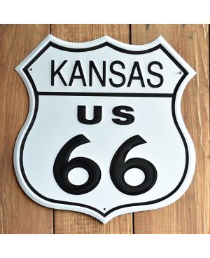 Plechová cedule Route 66 Kansas Shield 27 cm x 27 cm p