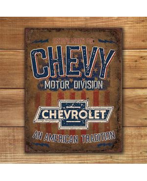 Plechová cedule Chevy - American Tradition 40 cm x 32 cm w