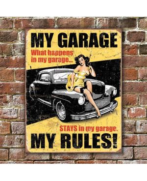 Tablica metalowa My Garage My Rules 40 cm x 32 cm