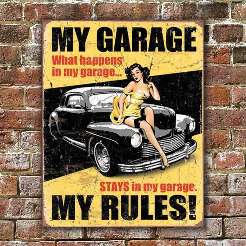Targa in metallo vintage My House My Cat My Rules in
