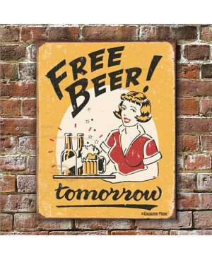 Plechová cedule Moore - Free Beer 40 cm x 32 cm w