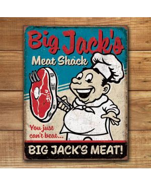 Plechová cedule Big Jacks Meats 40 cm x 32 cm