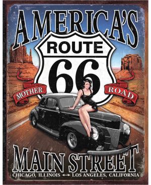 Plechová cedule Route 66 - America's Main Street 40 cm x 32 cm