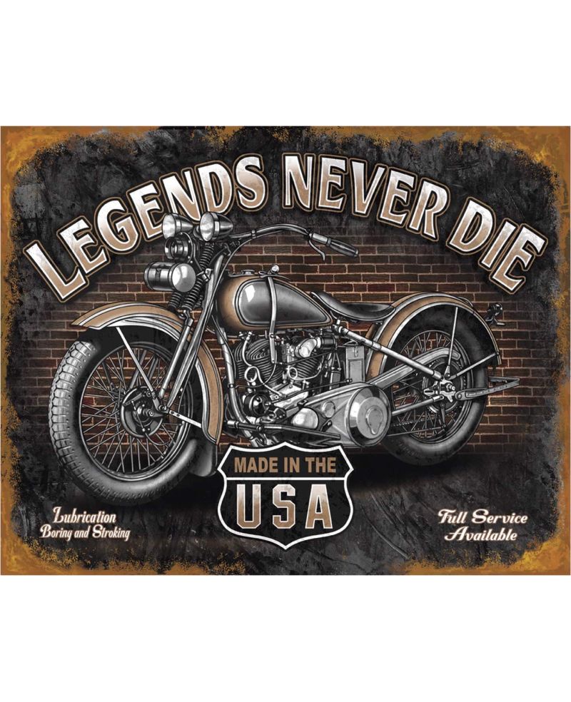 Tablica metalowa Legends Never Die 40 cm x 32 cm