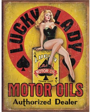 Tablica metalowa Lucky Lady Motor Oil 40 cm x 32 cm