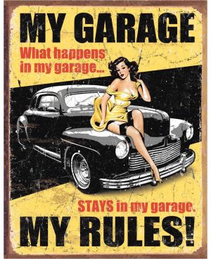 Tablica metalowa My Garage My Rules 40 cm x 32 cm