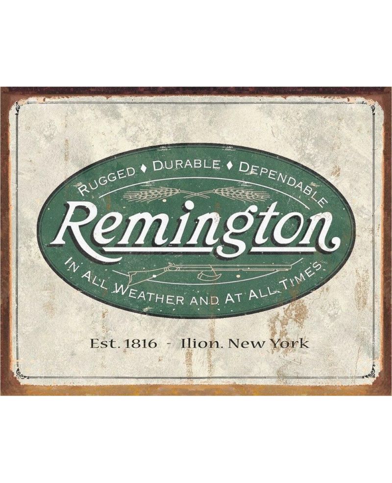 Tablica metalowa Remington - Weathered logo 40 cm x 32 cm