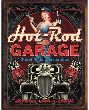 Tablica metalowa Hot Rod Garage - Pistons 40 cm x 32 cm